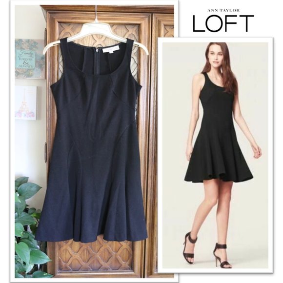 LOFT Dresses & Skirts - Ann Taylor LOFT Black Fit and Flare Ponte Dress - Style 332411